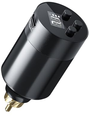 Biomaser Alimentatore per tatuaggi senza fili, 1500 mAh, con display digitale a LED, Mini Wireless Supply con USB di tipo C, per tatuaggi