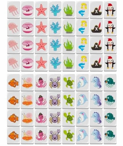 Seaside Escape Game Blöcke 65 Fliesen Seaside Escape Game Fliesen Flagge Muster Spiele Mahjong Fliesen Set(Style 2,30mm)