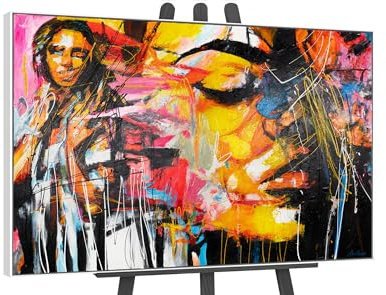 YS-Art Luxus Abstrakt Acryl Gemälde auf Leinwand Symphonie der Farben handgemalt Wandbild modern Wohndekor Bilder Büro echte Kunst 120x80 cm