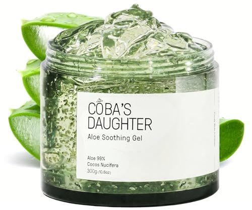 COBA'S DAUGHTER 99% Pure Aloe for Sunburn Relief & After Sun Recovery | Coconut Scented Aloe Vera Gel | Organic Aloe Vera Gel for Face & Body - Hair Hydration & Cooling Lotion (10.6 Oz)
