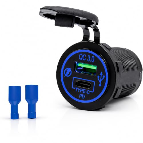 Topolenashop Caricabatterie USB-A QC 3.0 + USB-C PD 12V/24V da Incasso 15,8W – Presa Pannello per Auto, Furgone, Camper, Camion e Barca, Ricarica Smartphone, Tablet, GPS e Accessori USB | 15816