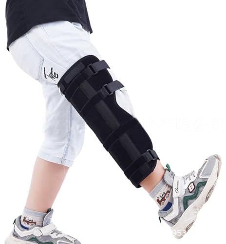 Kids Teens Knee Brace Splint Full Leg Calf Compression Support Sleeve Stabilizer Knee Immobilizer Brace Protector ACL MCL Meniscus Tear Arthritis Pain Relief Shin Knee Night Splint Guard Wraps