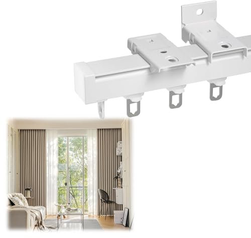 Vorhangschiene, Deckenvorhangschiene, mit Schienen-Vorhangsystem, Deckenvorhangstange, Decken-/Wandmontage, Vorhangschienensystem, Raumteiler, Schränke, Außenbereiche (Weiß, 70 cm)