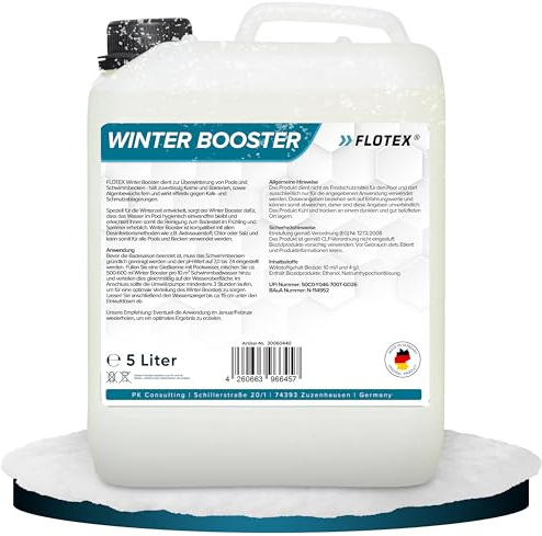 FLOTEX® - Effektiver Winter Booster 5L | Pool Wintermittel | Winterschutzmittel für Pools | Wintermittel für Pool | Pool Überwinterungsmittel Algizid | Einfache Winter Poolpflege