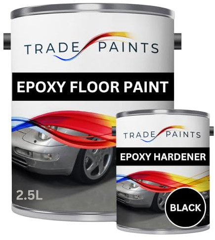 2 Pack Epoxy Garage Concrete Floor Paint - Black - 2.5L – Heavy Duty, Durable, Chemical & Oil Resistant, Long-Lasting Industrial Strength
