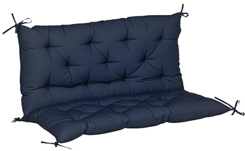 Outsunny Coussin Matelas Assise Dossier pour Banc de Jardin balancelle canapé 2 Places Grand Confort 100 x 98 x 8 cm Bleu foncé