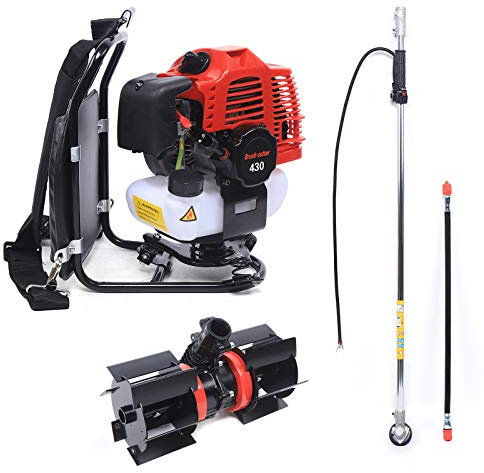Sac à dos - Micro Tiller - Lame 2T - Roue de déchirement - Protection de l'herbe - Scarificateur - Entretien de la pelouse - 30,5 cm - 1,25 kW - 1,7 HP - Alliage d'aluminium - Matériau PP