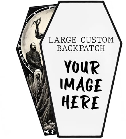 Groß Individuell Sarg Aufnäher bis zu 34cm | Personalisiert Rückenpatch mit Wunschmotiv, Bild, Logo | Selbst gestalten Rückenaufnäher für Kleidung & Jacke | Custom Iron On Back Patch 34cm x 20cm