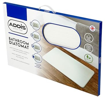 Addis Diatomite Bath Mat 100% Pure Natural Diatomaceous Earth Highly Absorbent Non Slip Quick Drying, Stone