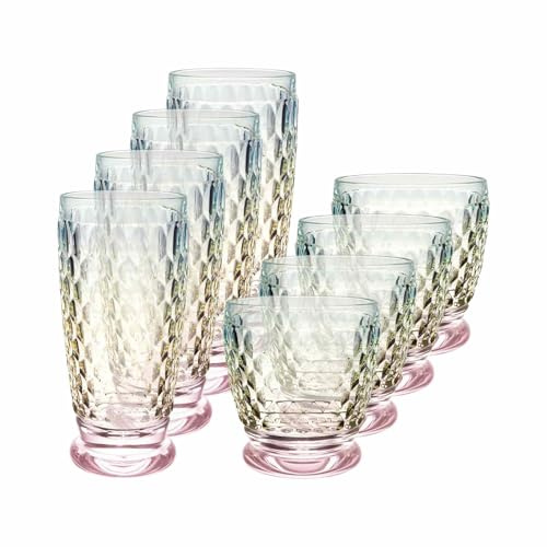 Villeroy & Boch Boston Pearl - Lot de 8 verres à eau et à long drink - Multicolore scintillant - Passe au lave-vaisselle - Verres colorés en cristal