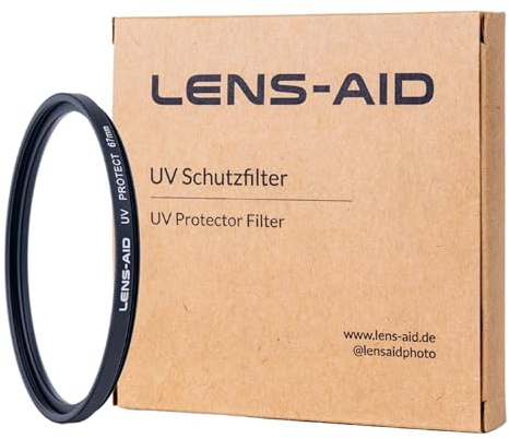 Lens-Aid Filtro UV 67mm - Filtro de lente con cristal Schott B270 - Filtro protector ultravioleta con nanorrevestimiento 18x contra arañazos, polvo, arena - efecto loto (repelente al aceite y al agua)