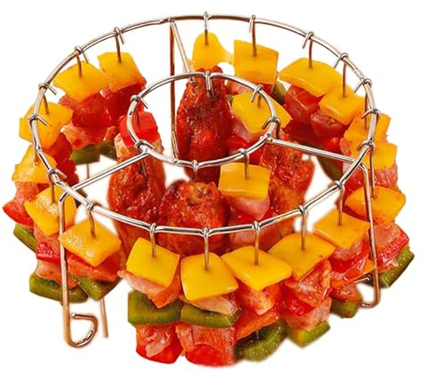 Soporte vertical de acero inoxidable para brochetas de barbacoa, utensilios de cocina, freidora de aire, suministros de parrilla para verduras, pollo, maíz, mariscos