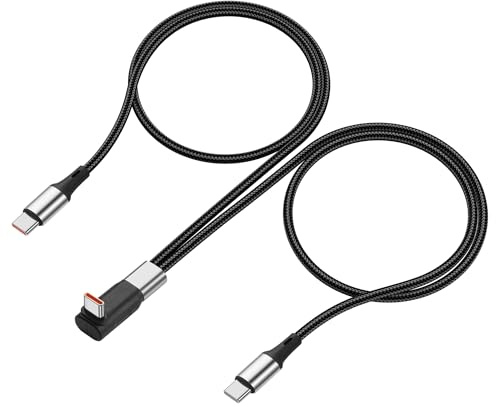 JSADZKJ 2 in 1 USB Splitter Charging Cable Right Angle USB C to Dual Type C USB C Fast Charging Cable 6A USB Type C Multi Charger Cord for Car Laptop,Cellphone 50CM/1.69FT