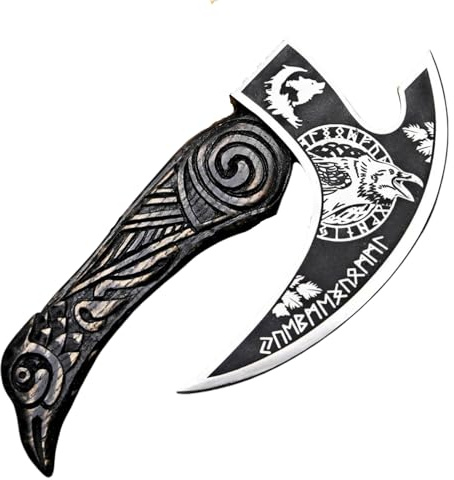 SHOHASS New Rave Pizza Cutter Axe Viking Pizza Axe Beautiful Handle with Premium Leather Cover