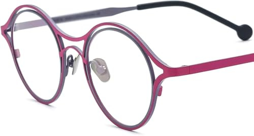 Runde Brillenfassungen Transparente Gläser Damenbrillenfassungen Retro Herrenbrillenfassungen Titan Reisebrillengestell, Purple