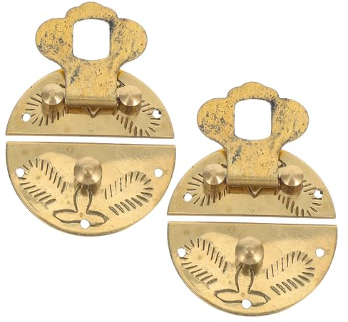 WOONEKY 2 pièces Loquet Laiton Rond pour Boîte Bijoux Mini Fermeture Compacte et Résistante Finition Soignée et Anti-décoloration Accessoire Vintage pour Coffrets Bois