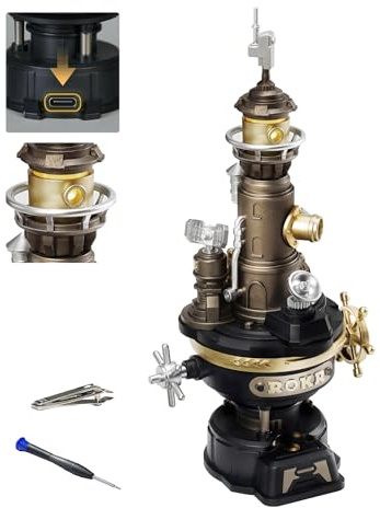 ROKR Puzzle 3D Modello di Assemblaggio Meccanico, Modellismo da Costruire Adulti Plastica Metallo, Città Industriale dei Regali Artigianali Fai da Te (Navi Lighthouse) CGM01