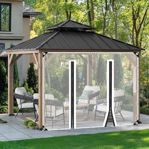 Pannelli Laterali Impermeabili Trasparenti in Teloni Per Pergola,Tende Telone Trasparente Con Porte a Cerniera,Telone in Pvc 0,3mm,Tende Per Eventi e Tendoni Con Occhielli,W×H-5.6×2.5m(18.4 * 8.2ft)