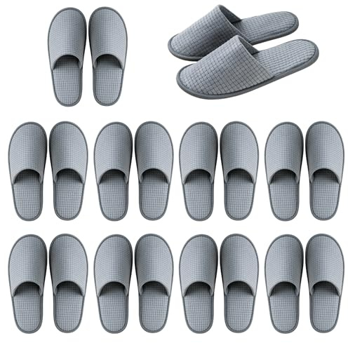 GOMETY 10 par gästtofflor, set, tofflor, gäster, hotelltofflor, herrtofflor, damer, gästtofflor, set, tvättbar, halkfria, unisex, stugskor, engångstofflor för hotell, gäster, tofflor