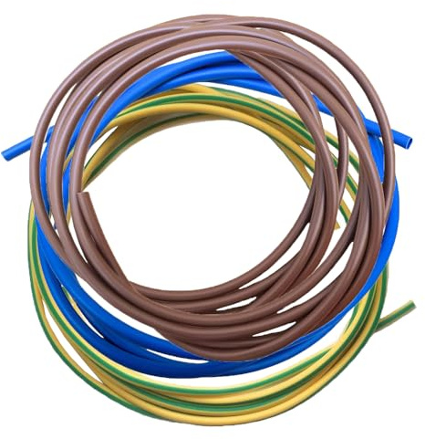 KafTon PVC Wire Sleeving 3mm - Blue, Brown, Green/Yellow Mixed (1 Metre Each) - Electrical Cable Protection Flexible Wire Sleeving