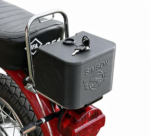 Generisch Simson S51 Werkzeugbox XXL Gepäckträgermontage, Toolbox, Staufach, Aufbewahrungsbox, abschließbar, spritzwasserdicht, kohlefaserverstärkter 3D-Druck (mit Gewinde)
