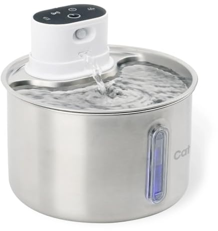 Cat Mate 2 Litre Stainless Steel Cat Water Fountain, Battery Operated | Multi-Stage Filtration, Whisper-Quiet Operation, Cordless Design, Easy to Clean, Hygienic Stainless Steel