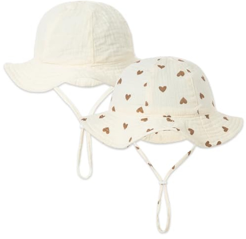 HTTDSLF 2 PCS Cappello da Sole per Bambine e Ragazze, Cappello da Sole Regolabile in Cotone per Bambina, Cappellino Estivo da Sole per Neonata