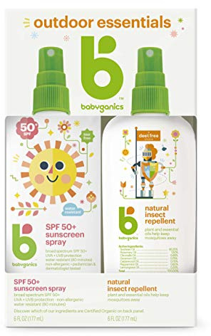 Babyganics 50 SPF Baby Sunscreen Spray and Bug Spray | Octinoxate & Oxybenzone Free | DEET Free, 6oz each, Combo 2 Pack