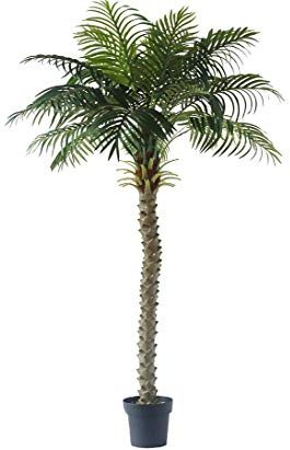 Konstpalmkokos med 24 vippor i kruka, 180 cm hög – konstgjord kokospalm, deco alm i kruka