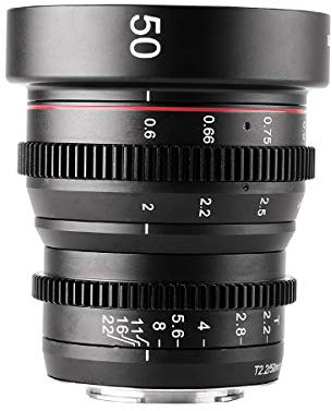 Meike 50mm T2.2 Mini Fixed Prime Manual Focus Wide-Angle Cinema Lens for M43 Micro Four Thirds MFT Mount Cameras BMPCC 4K Z CAM E2