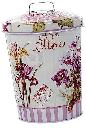 Happyyami Lata Grande para Galletas Y Dulces Recipiente Galvanizado para Casa de Campo Cubo de Cenizas de Metal con Tapa Cubo de Compost para Cocina Recipiente para Aperitivos Cubo para