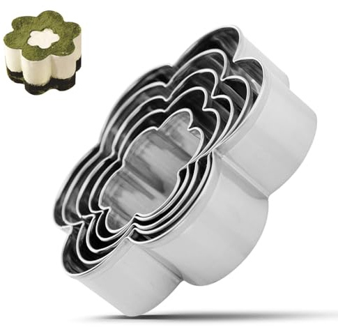 5 Pcs Cookie Cutters, Flower Shape Cookie Cutters Stainless Steel Biscuit Mold DIY Cookie Cutters for Cake, Chocolate, Fruit, Fondant, Kitchen Baking