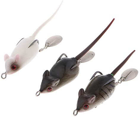 Duiaynke Topwater Maus-Angelköder, Ratten-Angelköder, Mäuse, Spinnköder, 3 Stück