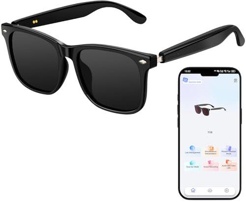 Fagalil Occhiali da Sole Bluetooth, Occhiali Intelligenti per Uomini Donne Audio Bluetooth 5.4 a Orecchio Aperto Ascoltare Musica e Chiamate con Filtro di Luce Blu e Protezione UV