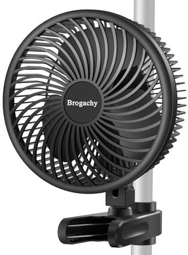 Brogachy 10W Ventilador con Clip, 561m³/h Ventilador de Cultivo con Clip Oscilación Manual motor EC trifásico, 10 Velocidades, para Tienda de Cultivo.