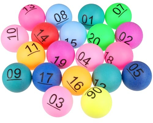 iplusmile Bunte Nummerierte Kleiner Bälle 01 20 Leichte Kunststoffkugeln Mehrfarbig für Verlosungen Gruppenaktivitäten Kompakt Wie Tischtennisbälle