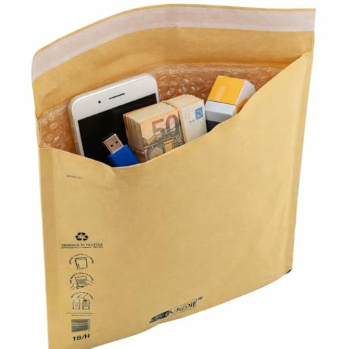 10 Buste Postali Imbottite con Pluriball Interno - Buste Per Spedizioni Imbottite per Oggetti Fragili, Chiusura Autoadesiva Trifix, Carta FSC Riciclata, Resistenti e Leggere, 18 x 26 cm