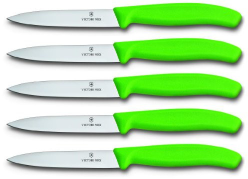 Victorinox | Gemüsemesser 5er Set Grün | Swiss Classic 10 cm | glatter Schliff | ideales Tomatenmesser für jede Küche
