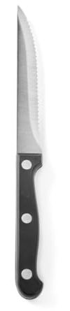 HENDI Steakmesser, 6 Stück, mit gezackte Klinge, ergonomischem Griff, für Steaks und andere Fleischsorten, Tafelmesser, Küchenmesser, Kochmesser, Besteck, (L) 210mm, Edelstahl, ABS, schwarz