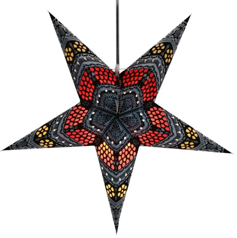 GURU SHOP hopvikbar adventslampa/pappersstjärna/julstjärna, 60 cm – Horus blå/röd, stjärna, fönsterdekoration