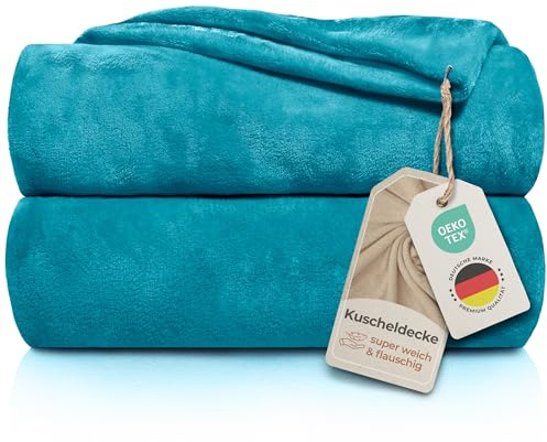 Gräfenstayn® Kuscheldecke flauschig & super weich - hochwertige Fleecedecke auch als Wohndecke, Tagesdecke, Sofadecke & Wohnzimmer geeignet - Überwurf Decke Sofa & Couch (Türkis, 200x150 cm)