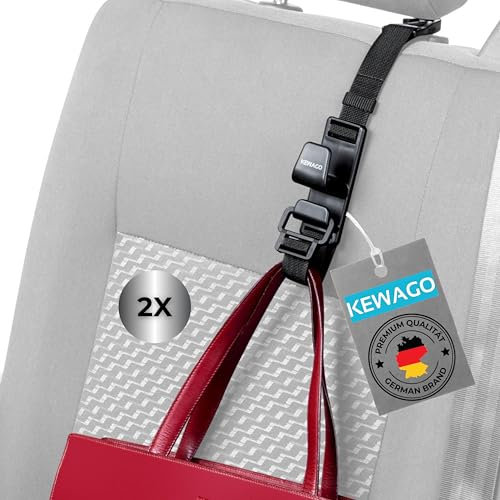 Kewago Taschenhalter Auto für die Kopfstütze – 1 Stück Handtaschenhalter & Taschenhaken – Praktisches Auto Zubehör – 6kg Tragkraft, Einfach zu Montieren