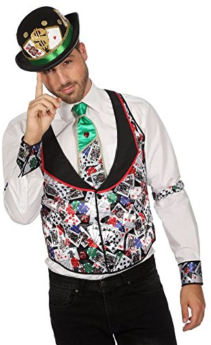 TH-MP Casino Spielkarten Poker Kostüm Fasching Karneval Mottoparty Herrenkostüm Damenkostüm (Casino Herrenweste, 58)