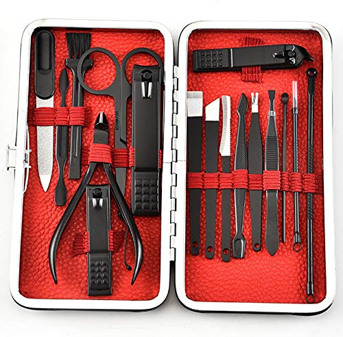 Chonor 17 en 1 Profesional Acero Inoxidable Cortaúñas Uñas Alicates Uñas Cuidado Cortador Cutícula Removedor Pedicura Manicura Viaje Grooming Kit de Herramientas Conjunto #1