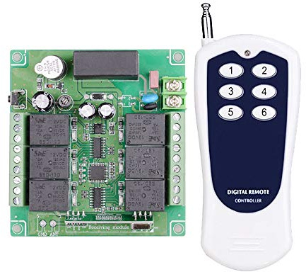 6 Kanal 230VAC Funk-Empfänger Funkfernsteuerung kabellose Fernbedienung Funksteuerung Garagentore Controller 10A 433MHz kabellose Fernbedienung Schalter