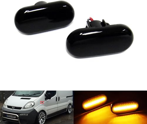RZG 2x Black Smoked Lens Side Indicator Amber LED Marker Repeater Light For Vivaro Movano A Primastar Interstar Duster Dokker