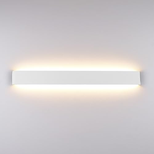 Klighten Lampada da Parete LED Interno 30W, 91cm Applique da Parete Alluminio Moderne, Lampada Muro Up Down per Soggiorno, Camera da Letto, Corridoi, 3000 Lumen, Bianco Caldo 3000K, Bianco