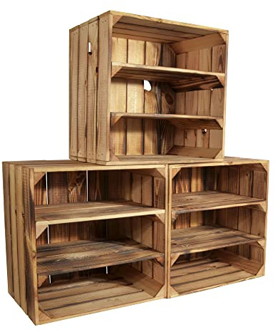 CHICCIE 3X Casier à vin Wino en Bois - Flammé 2X étagère