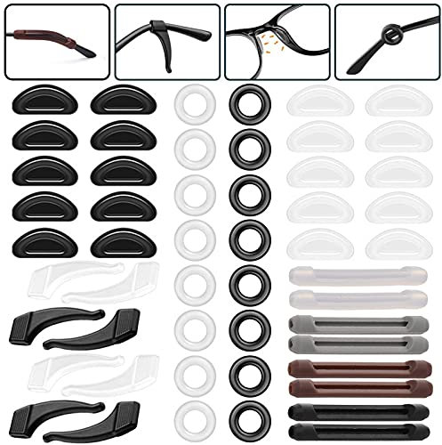 VEGCOO 26 Paar Brille Antirutsch Set, Weiche Brillen Antirutsch Halter, Brillen Antirutsch Ring, Brille Nasenpads, Brillen Ohr Pads, Brillenbügel überzug für Sportbrillen Sonnenbrille Lesebrillen