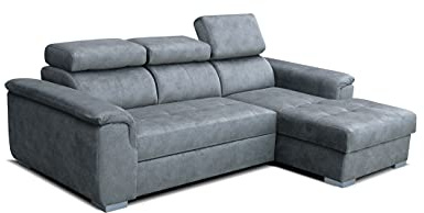 Robin Inspire Silver Ecksofa mit Schlaffunktion, Silber Rechts | 247 cm L-Form Schlafsofa, Bettkasten, 3 verstellbare Kopfstützen, Eckcouch, freistehendes Sofa, Wohnzimmer, Rechts